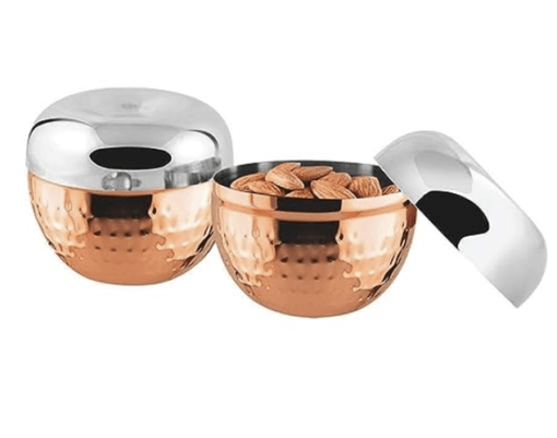Shri & Sam Nile Stainless Steel Hammered Canister, Set of 2, Copper - Image 3